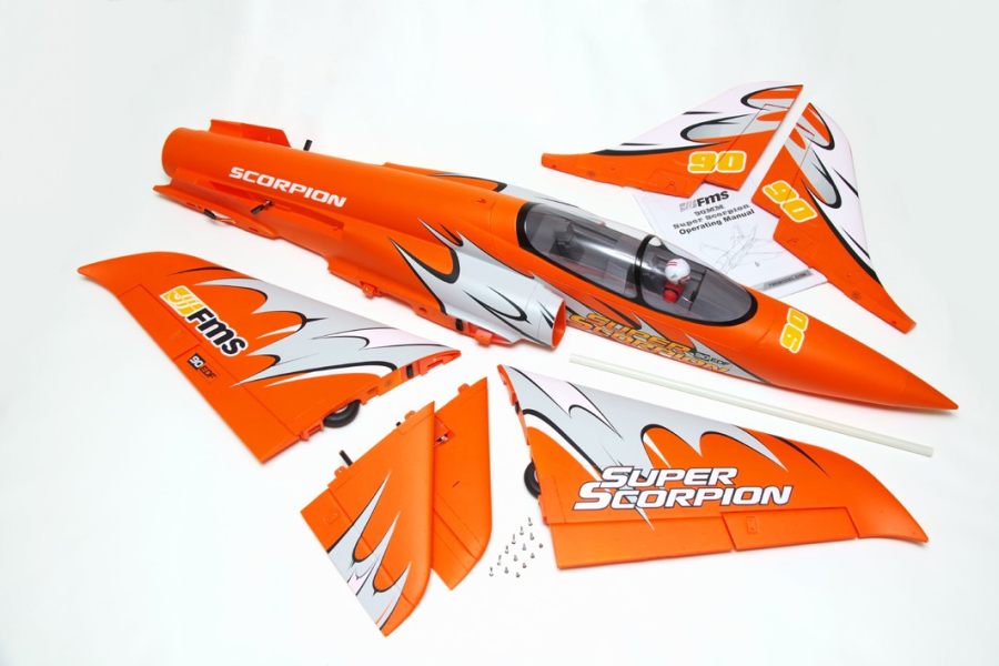 FMS EDF Jet 90mm Super Scorpion Orange with Reflex V2, PNP