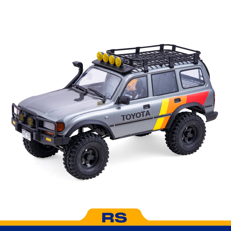 FMS 1:10 RC Toyota Land Cruiser 80 RS, silver, roof rack, off-road tires