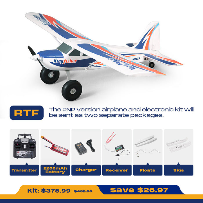 FMS 1400mm Kingfisher PNP with Reflex V3, Wheels, Floats, Skis, Flaps