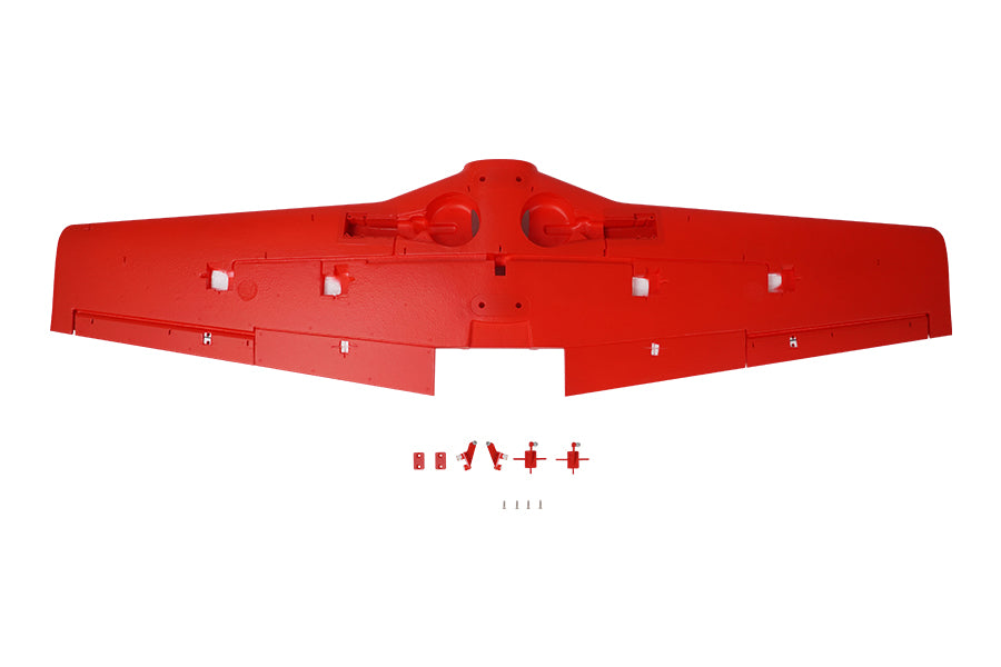 1100mm P-51 main wing underside showcasing vibrant red finish with attachment points