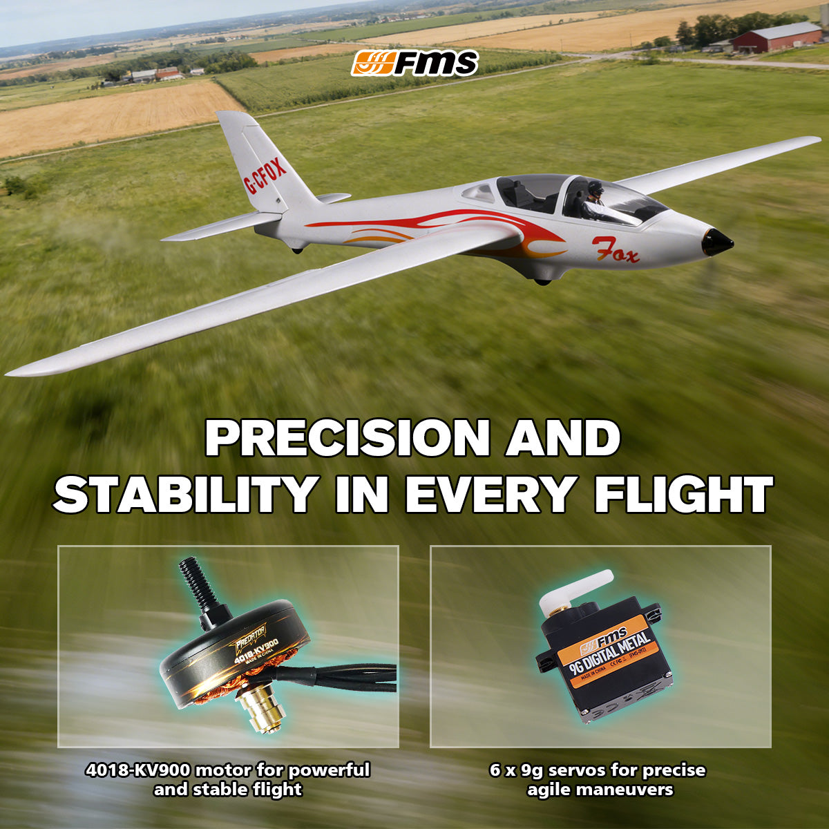 FMS Fox V2 Glider 2300mm (with flaps) PNP · Modelsport FMS Fox V2 Glider 2300mm (with flaps) PNP · Modelsport