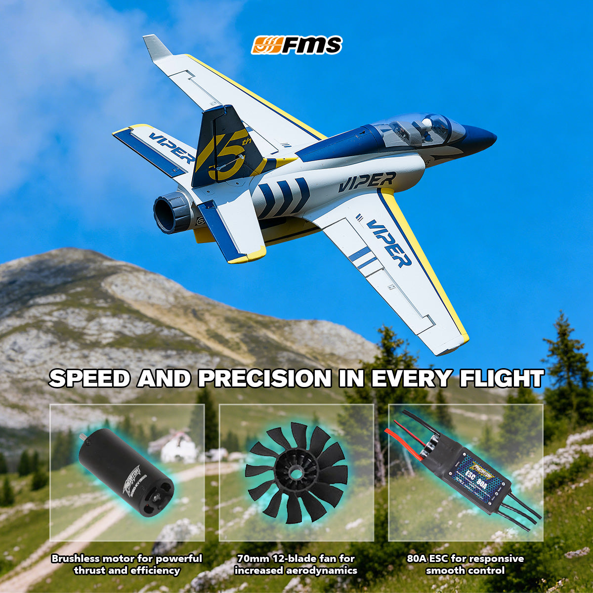 FMS EDF Jet 70 mm Viper V2 PNP Edición del 15.º aniversario