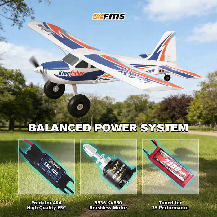 FMS 1400mm Kingfisher PNP with Reflex V3, Wheels, Floats, Skis, Flaps