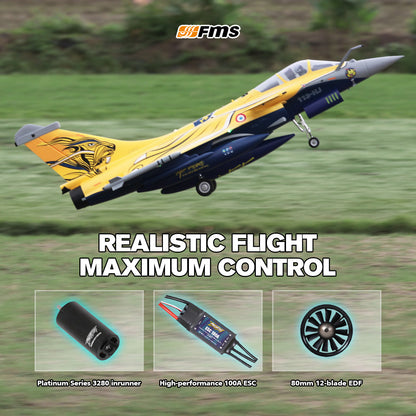 Avión a reacción FMS EDF Rafale de 80 mm PNP