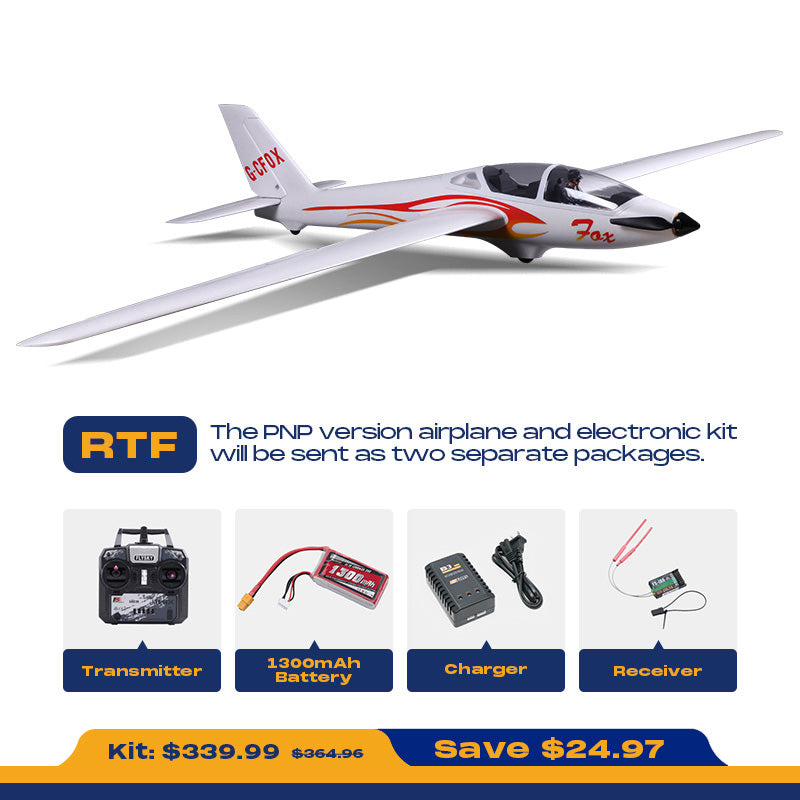Planeador FOX V2 de 2300 mm | Experiencia de vuelo definitiva