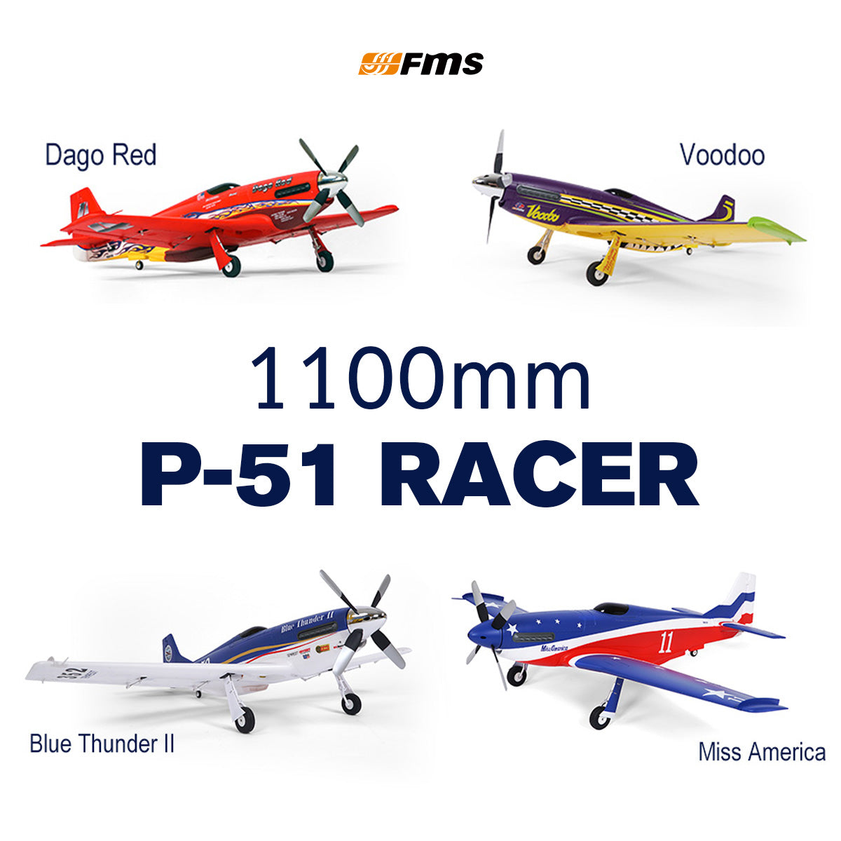 1100mm P-51 Mustang PNP | 4-Blade Prop & Retracts | FMS Hobby