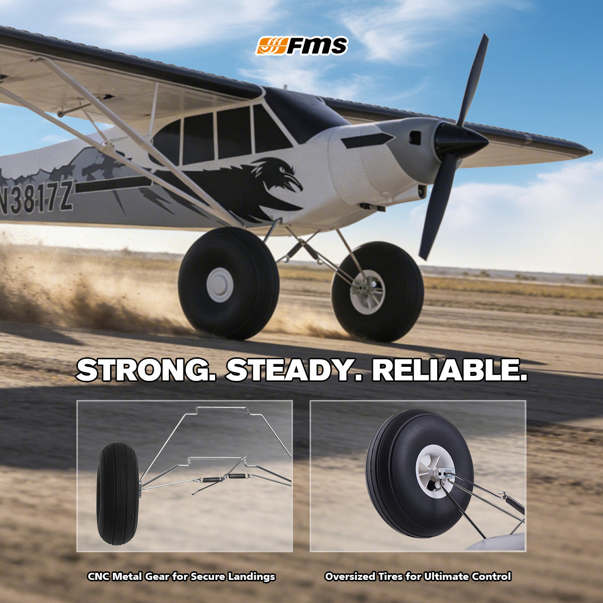 FMS 1300mm PA-18 Super Cub with Reflex V3, RTF / PNP