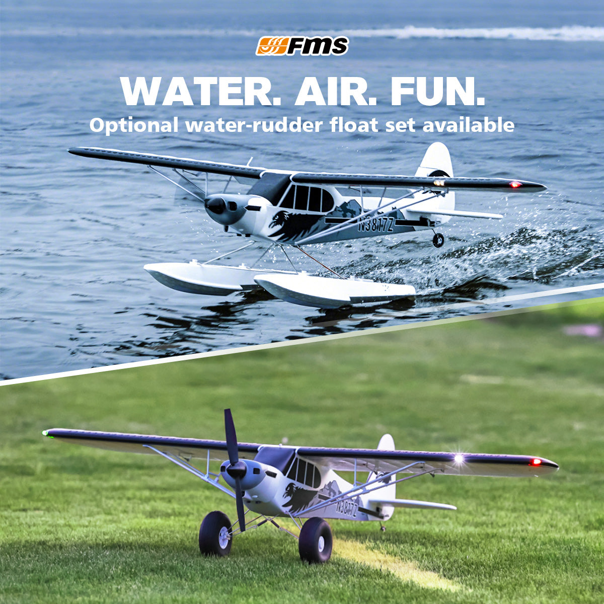 FMS 1300mm PA-18 Super Cub with Reflex V3, RTF / PNP