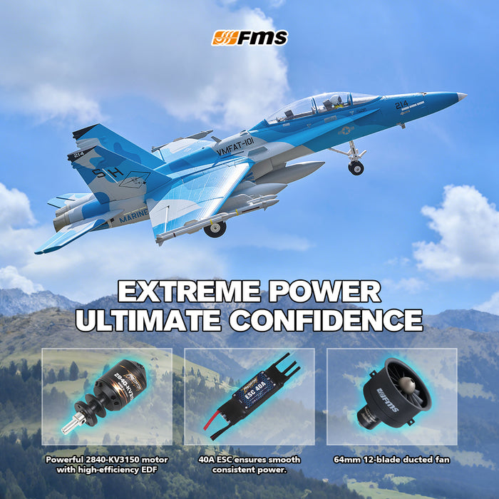 Avión a reacción FMS EDF de 64 mm F/A-18 Hornet PNP 