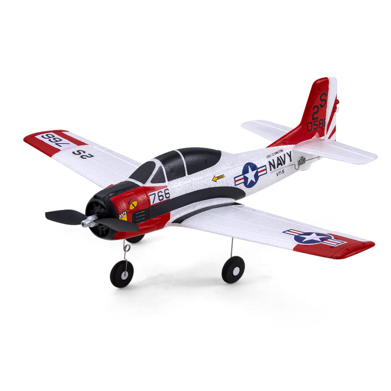 Model airplane with red, white, and blue design on a white background