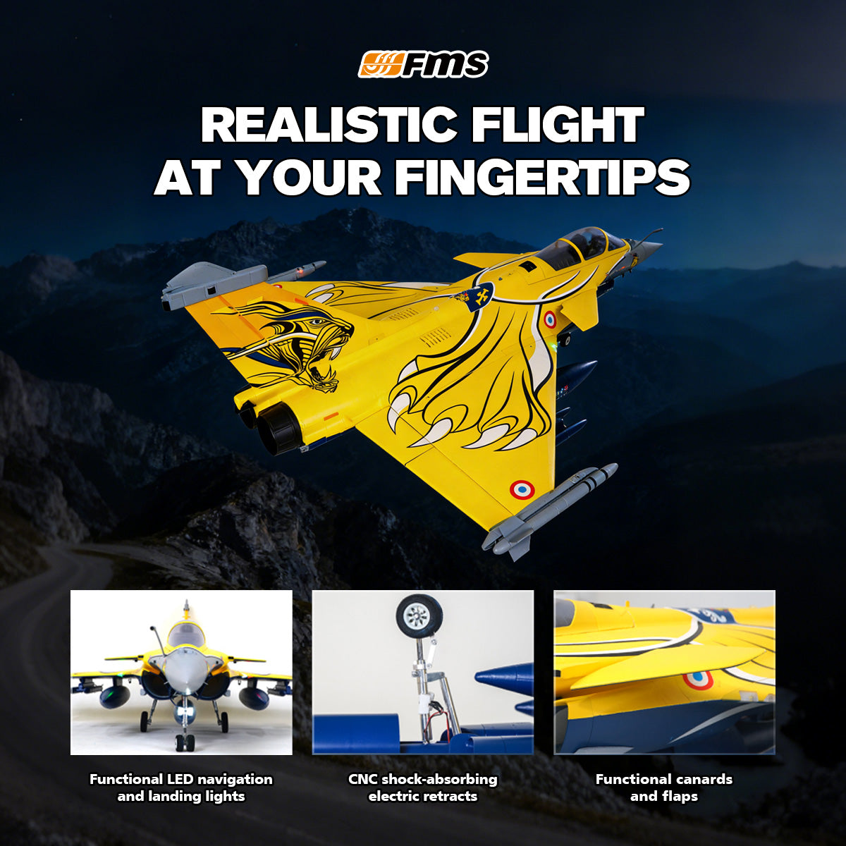 Avión a reacción FMS EDF Rafale de 80 mm PNP