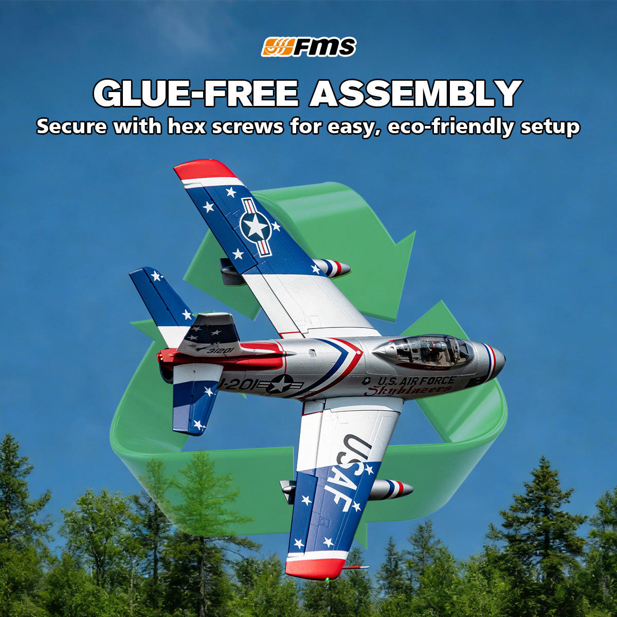 Avión a reacción FMS EDF de 80 mm F-86 Sabre PNP 