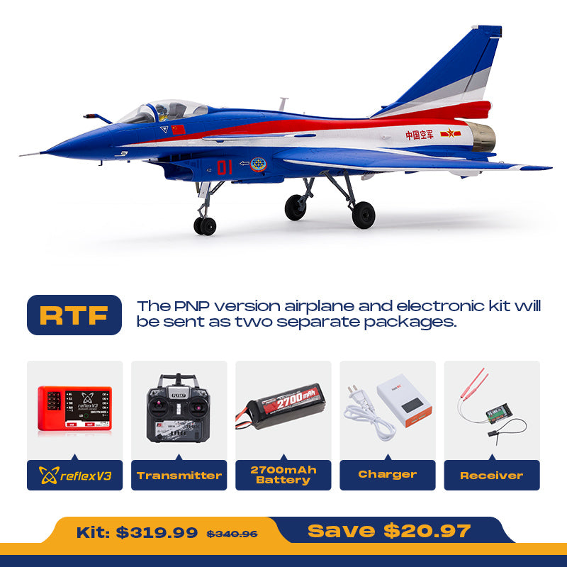 FMS EDF Jet 64mm J-10 with Reflex V3 PNP