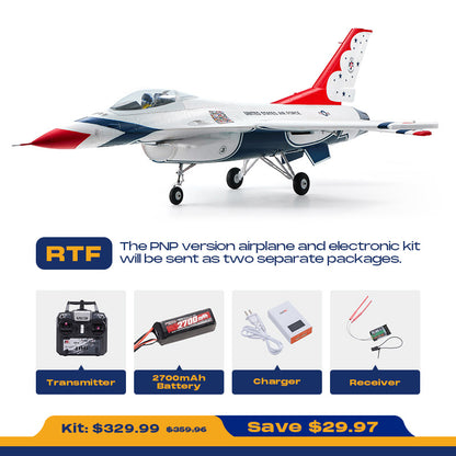 Avión de combate FMS EDF de 64 mm F-16 Fighting Falcon PNP 