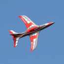 FMS EDF Jet 80mm Integral soaring through the sky in red and gray design.