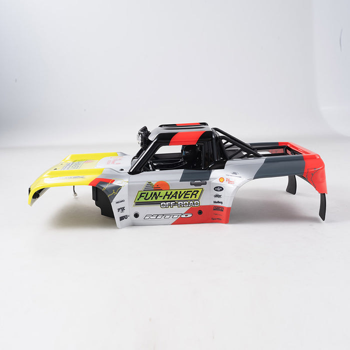 FSC18 Ford Bronco RC car body shell with Fun-Haver Off-Road livery and roll cage