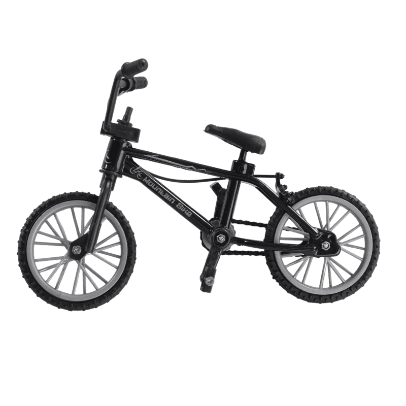 Black alloy finger bike model with detailed tires and frame on a plain backdrop