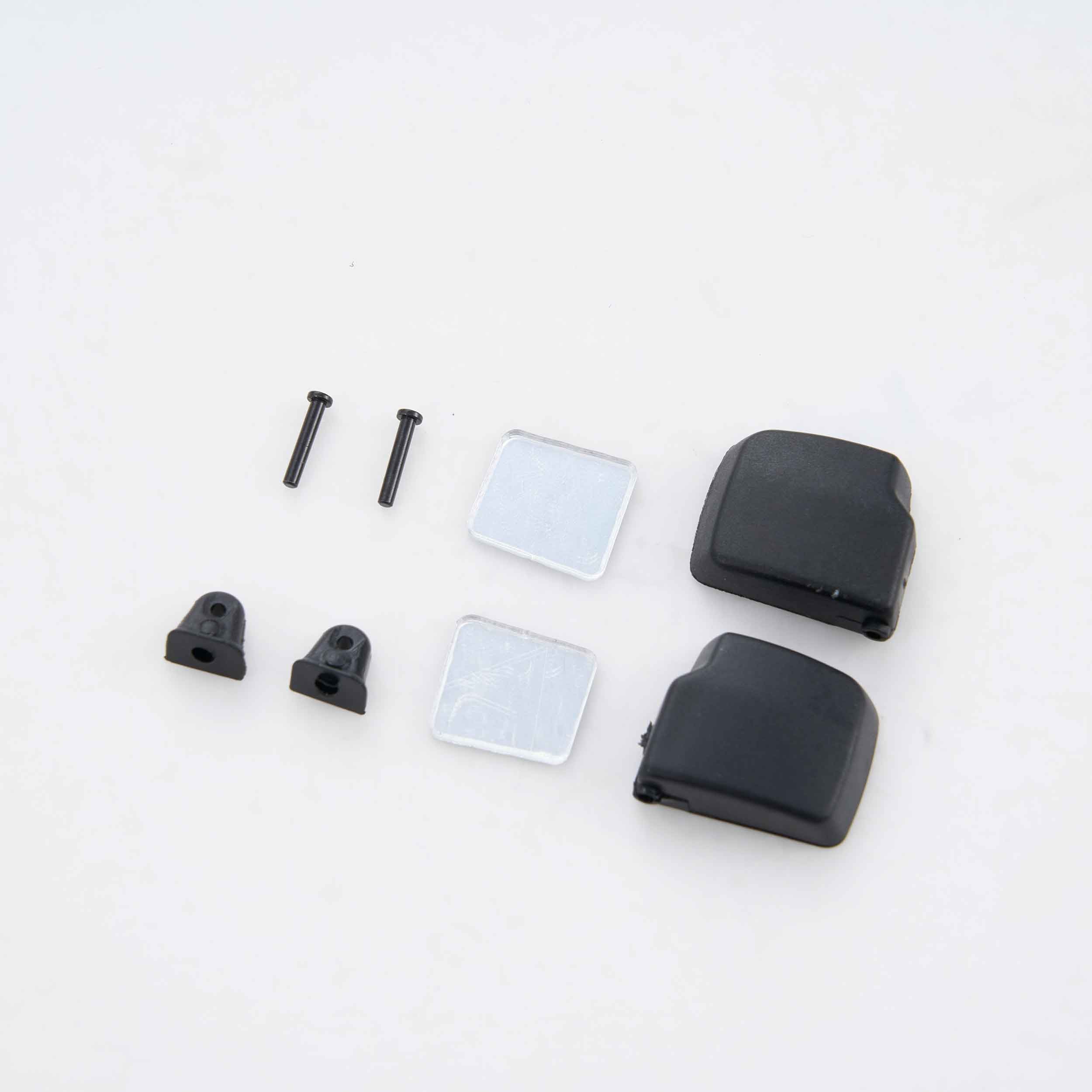 Replacement parts for 1:12 Jimny rearview mirror, includes covers and screws.