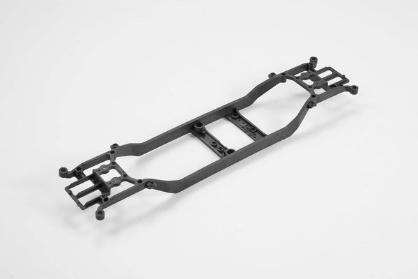 High-quality black RC vehicle chassis with mounting points