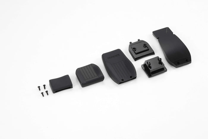 Black plastic parts and screws for RC vehicle assembly