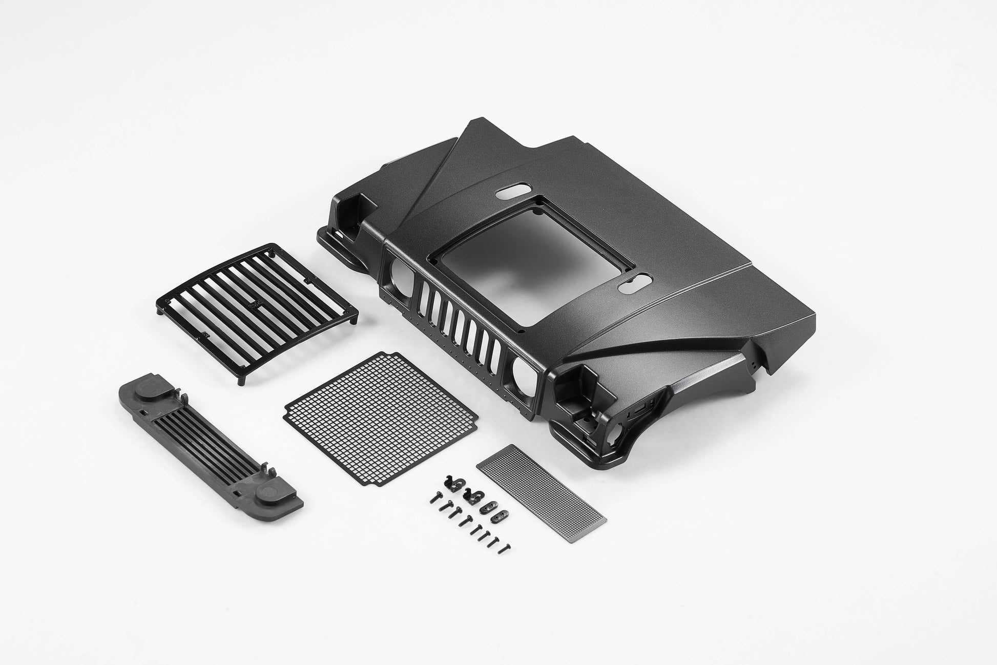 1:12 Hummer H1 black hood with grills and screws for RC model vehicles