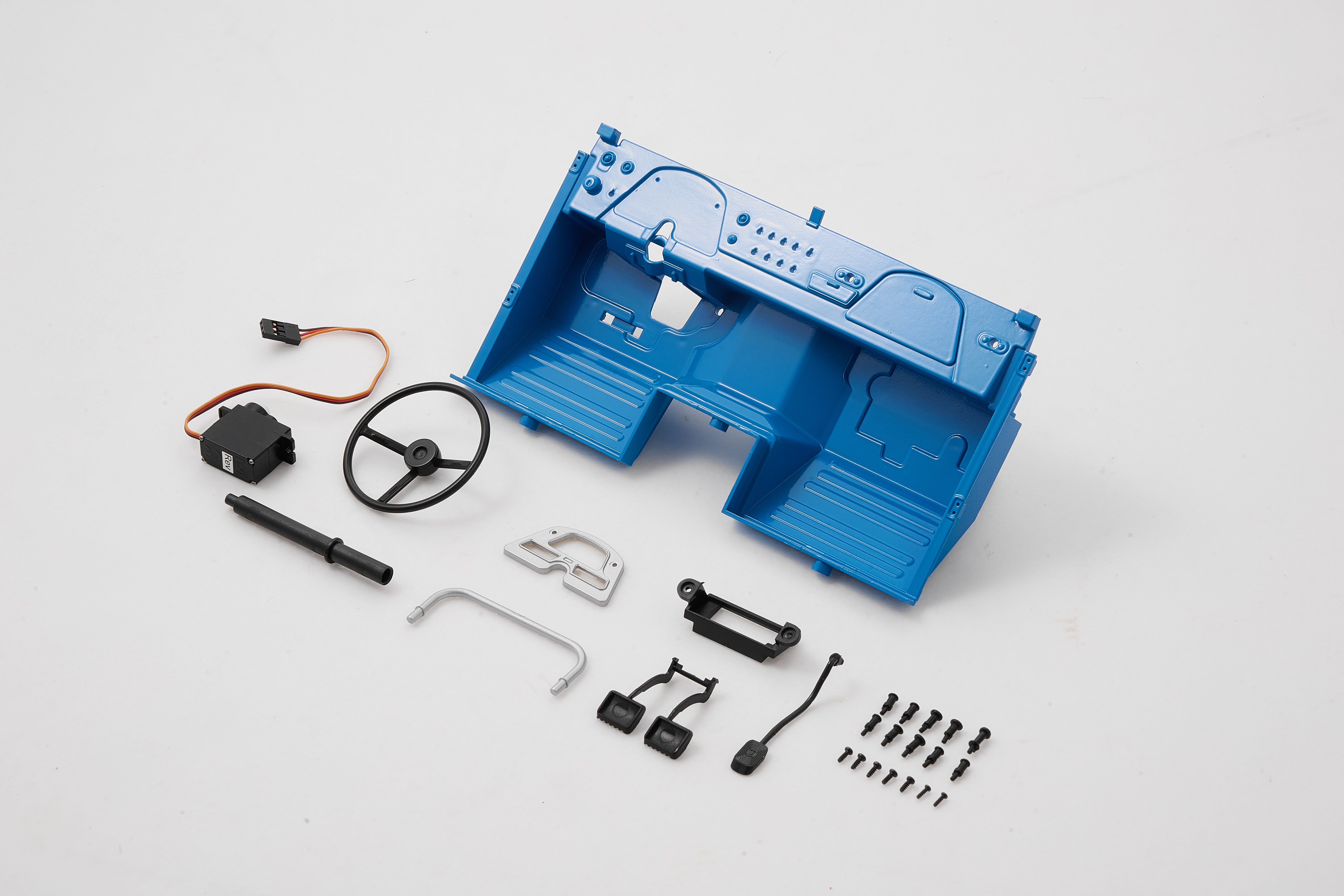 1:10 Toyota FJ40 RC steering wheel and instrument panel set components