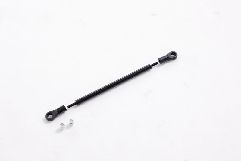 Black connecting rod for 1:10 Toyota FJ40 RC model, includes screws.