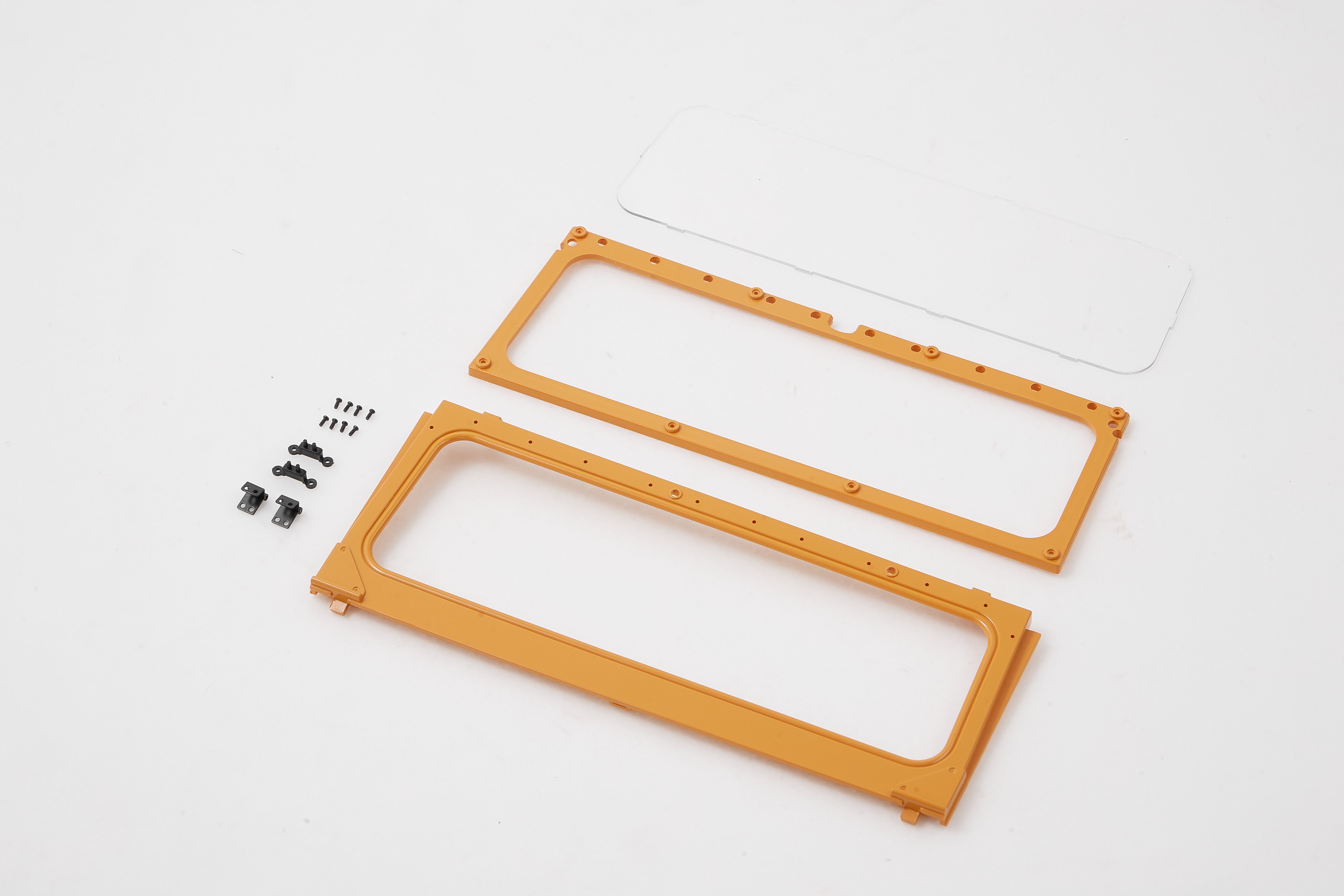 Orange window frames with clear lens and screws for 1:10 Toyota FJ40 model