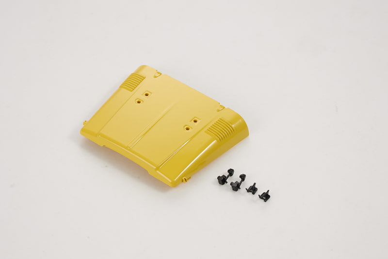 Yellow hood for 1:12 Toyota FJ45 RC model with screws.