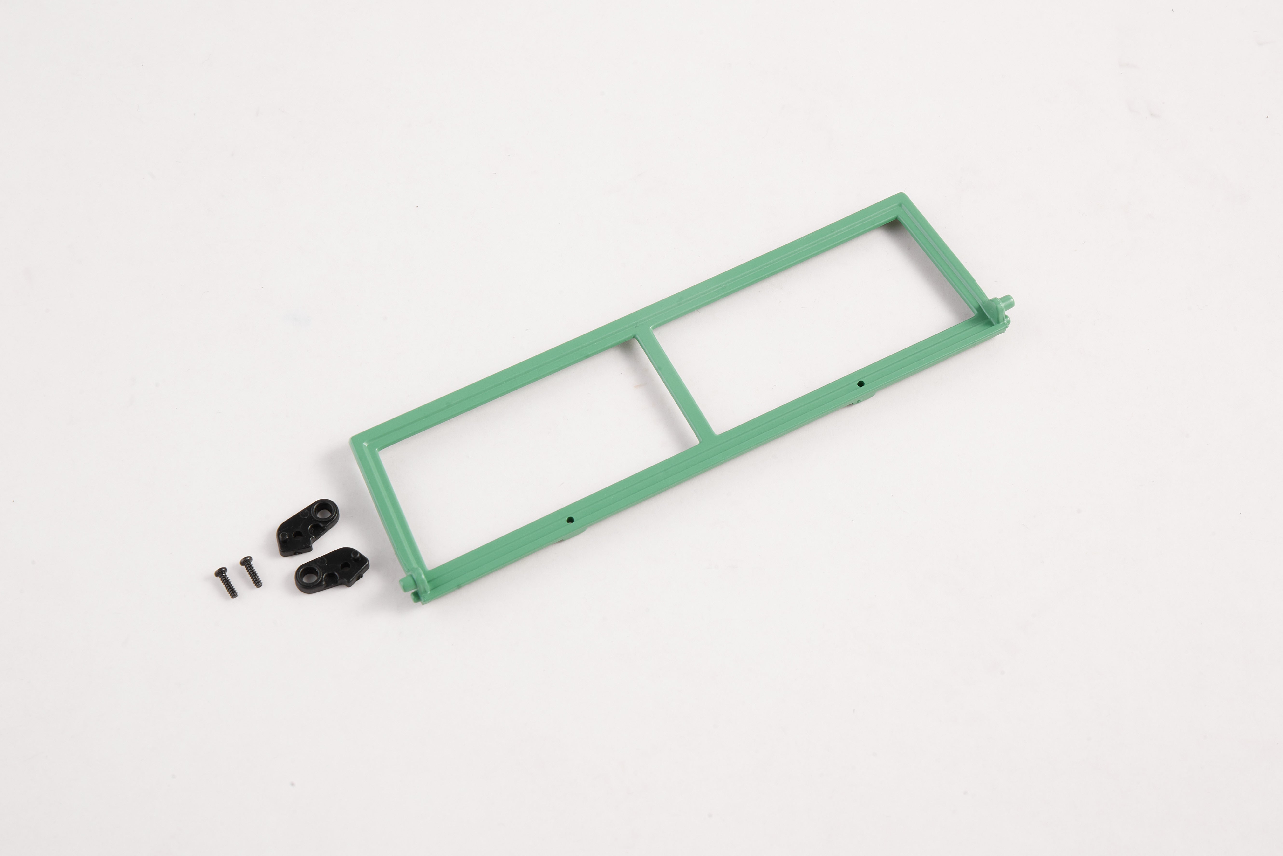 Green window frame for 1:12 Land Rover model with black accessories