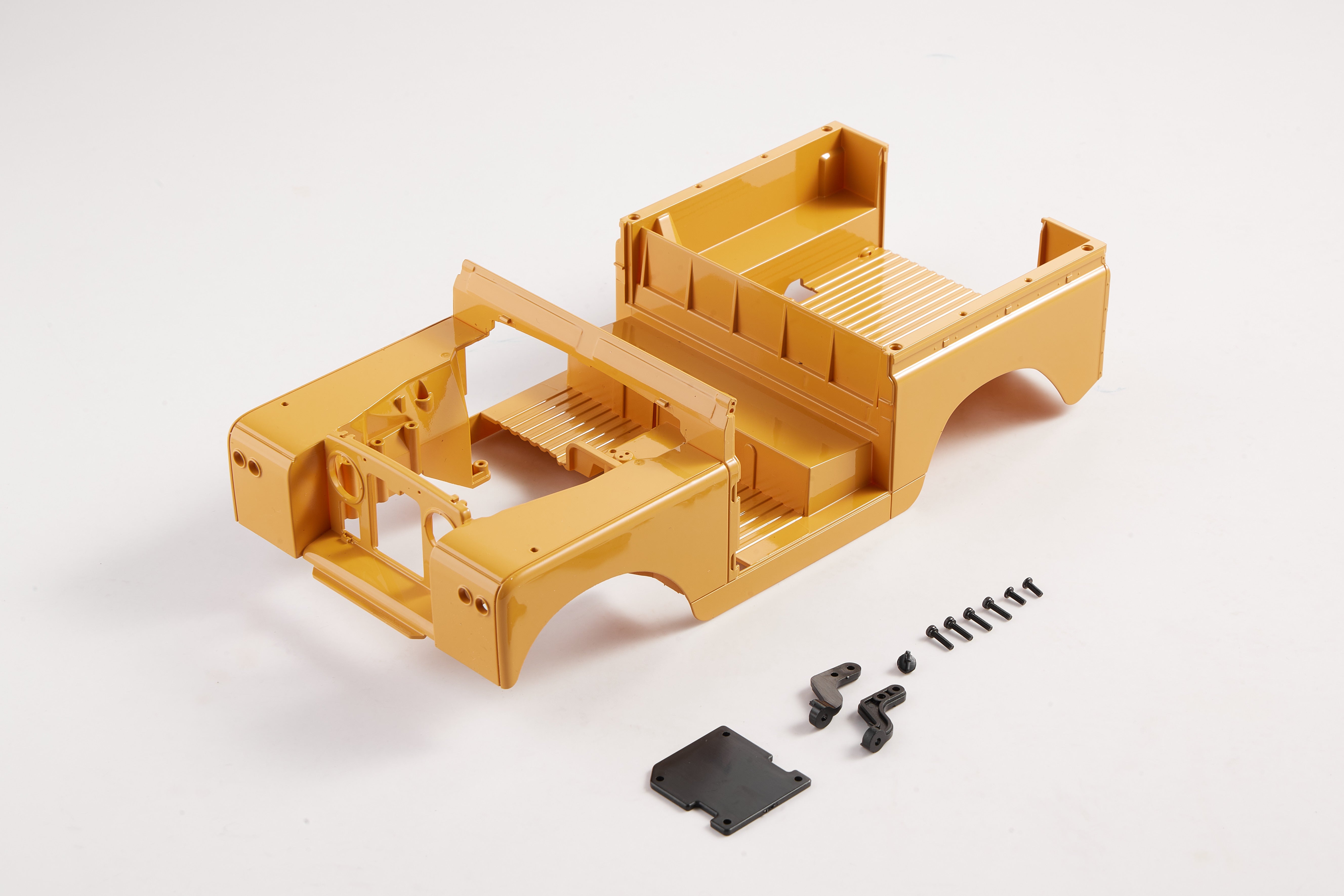 1:12 Land Rover yellow painted car body with assembly parts and screws