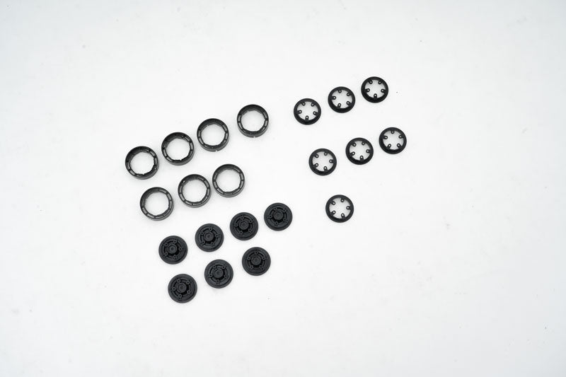 1:18 Atlas 6X6 Crawler wheel hub components in black for RC models.
