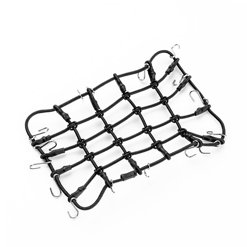 Black luggage net for 1:18 RC models with hooks for securing cargo