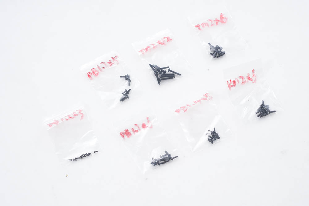 FCX18 K10 screw set in labeled bags for RC model assembly