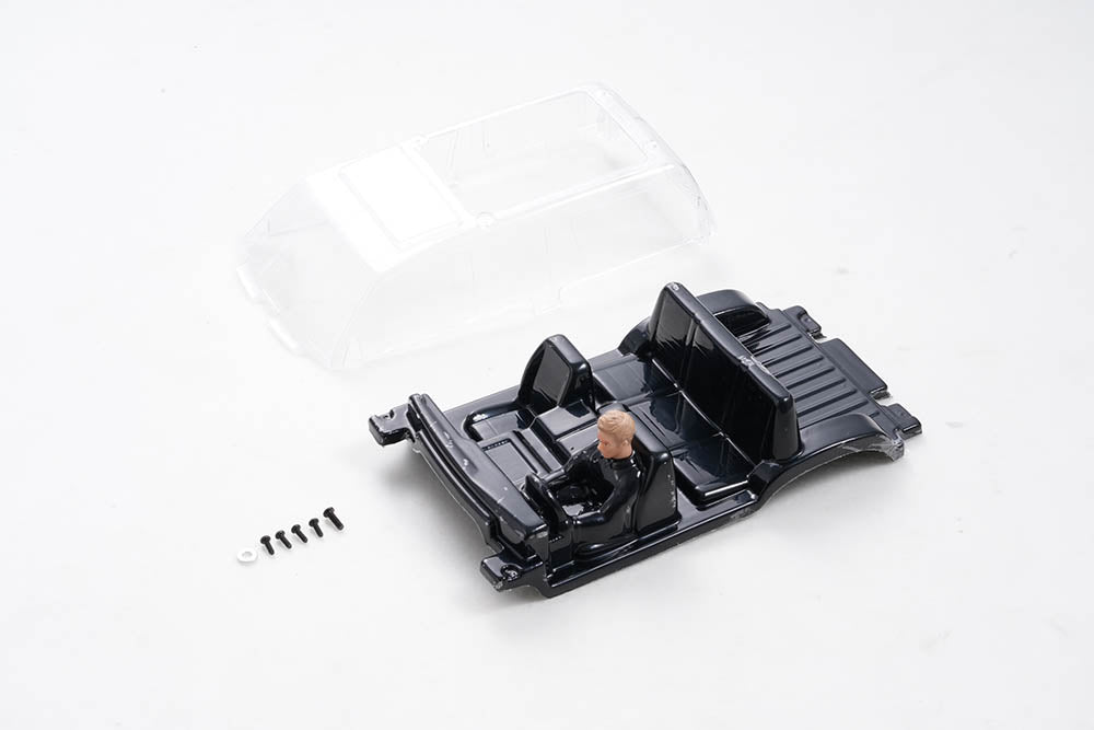 FCX18 Land Cruiser 80 RC model body with driver figure and clear top