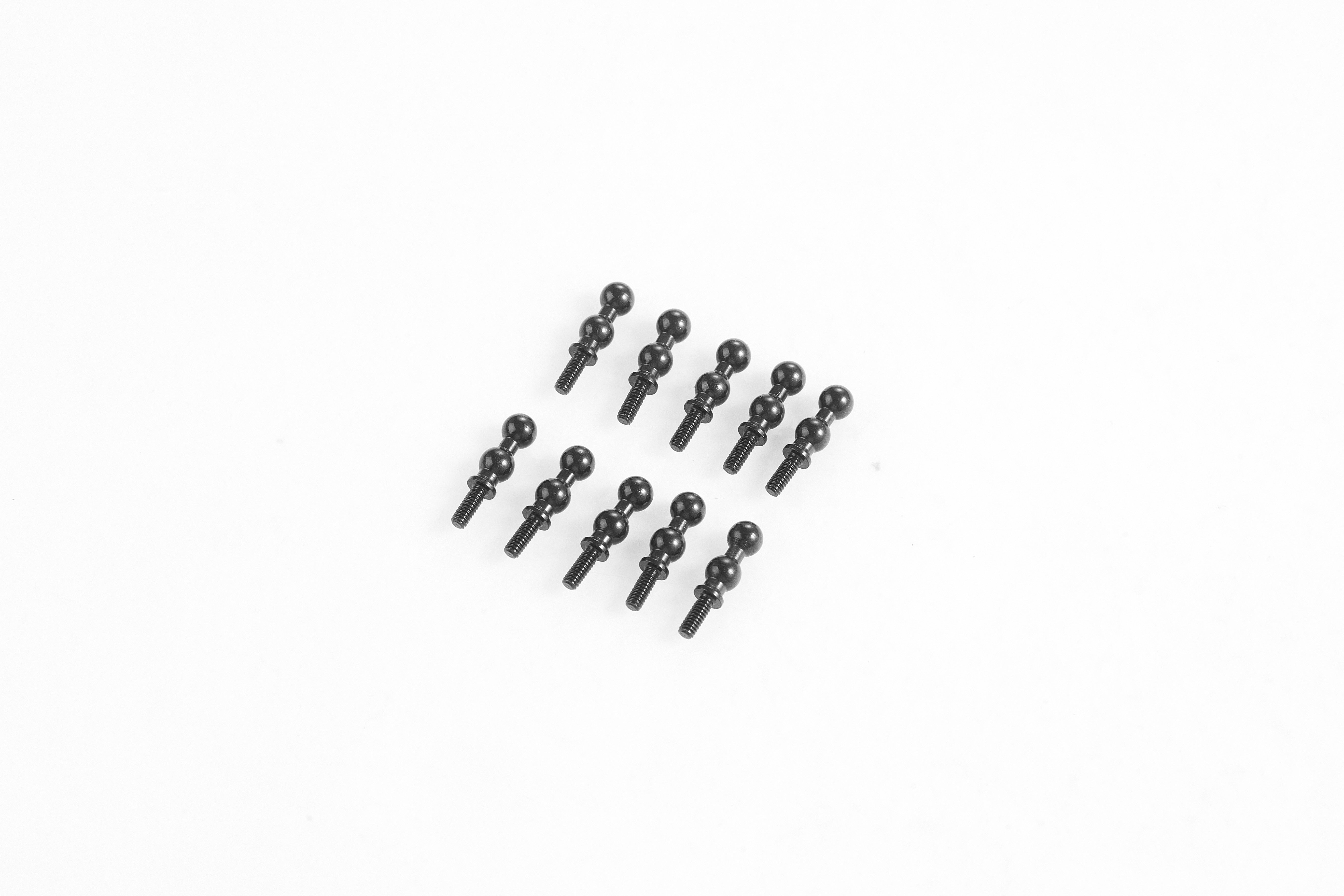 12 black double ball head screws for RC vehicles, compatible with FCX models.