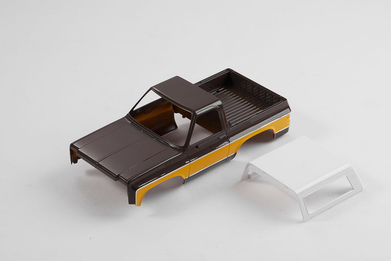 1:24 K5 Blazer car body in brown with yellow stripes and white canvas top