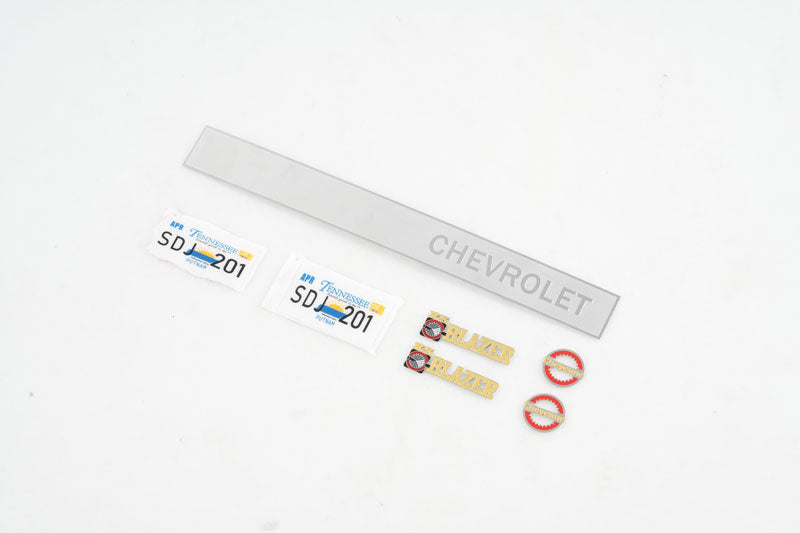 Chevrolet K5 Blazer logo and license plate decals for RC model