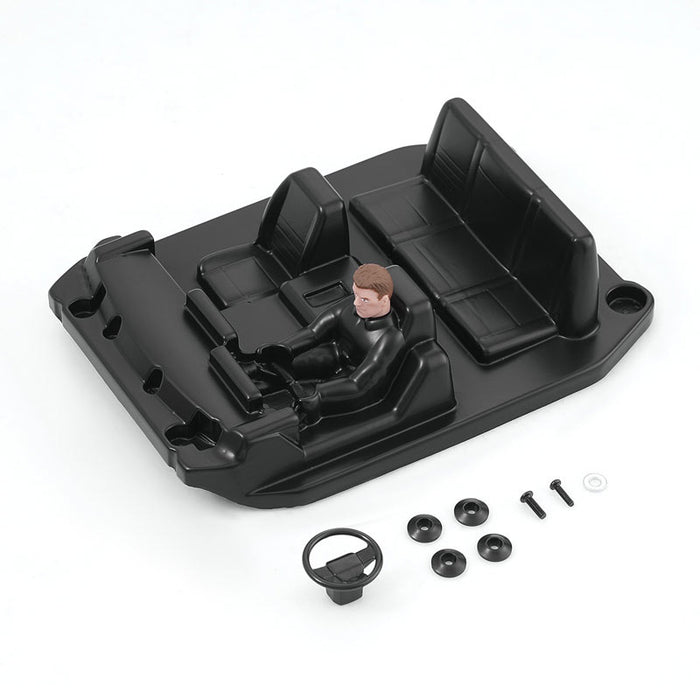 1:18 scale black HUMMER EV cockpit with driver figure and assembly parts