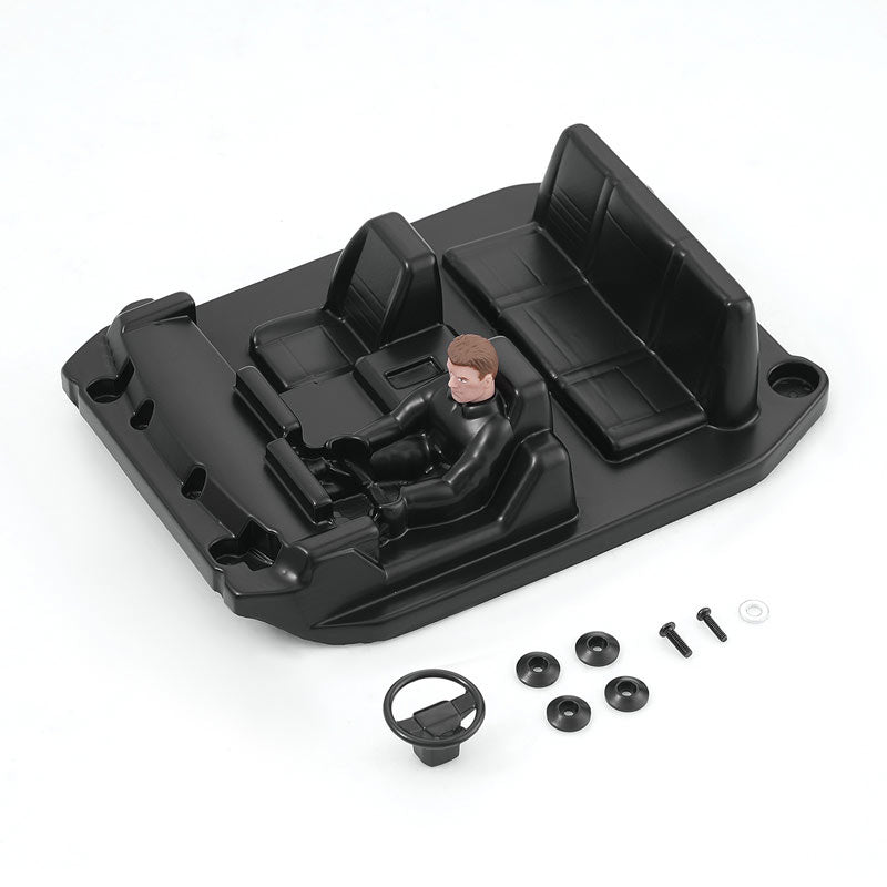1:18 scale black HUMMER EV cockpit with driver figure and assembly parts