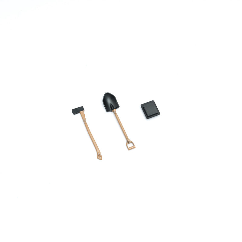 Miniature axe and shovel set for remote control vehicles