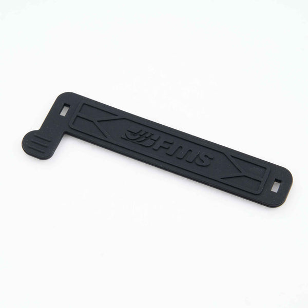FCX18 battery mount holder in black plastic with FMS logo