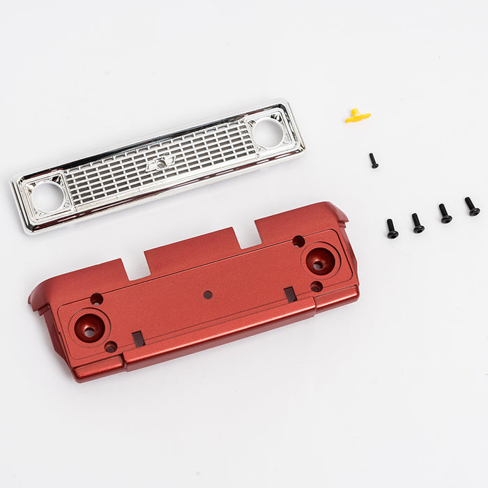 K5 PRO Exhaust Plate Style A in red with chrome grille, screws, and yellow clip.