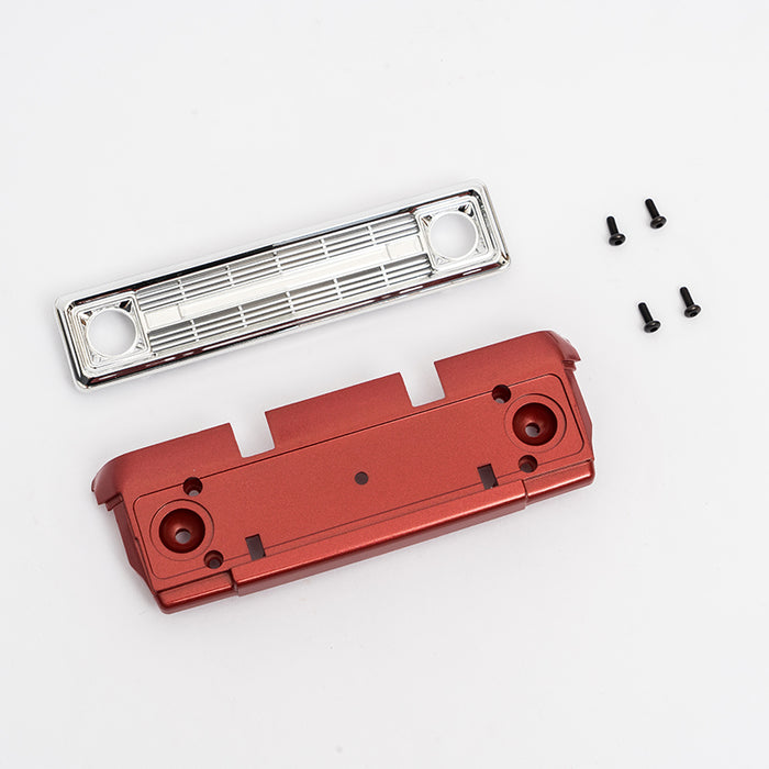1:24 K5 PRO exhaust plate Style B in blue/red with chrome accents and screws.