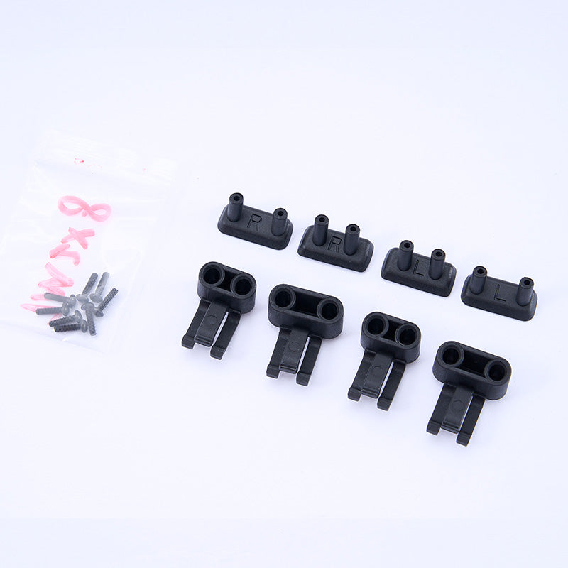 Black RC model door handle set with screws labeled R, L, P.