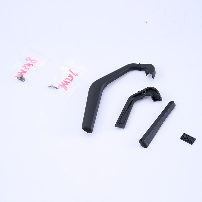 Black plastic parts for RC model assembly including connection pieces.