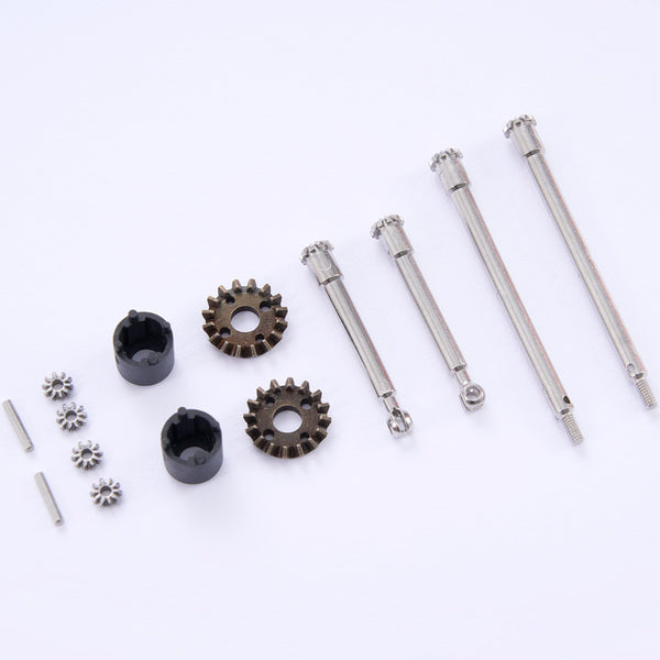 FCX24M differential upgrade parts, including gears and drive shafts