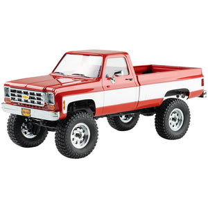 FMS 1:18 FCX18 Chevrolet K10 RTR red and white RC truck with off-road tires