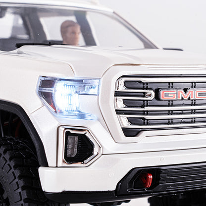 1:18 GMC Sierra S RTR white RC truck front with illuminated headlights.