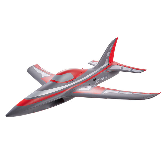 FMS EDF Jet 80mm Integral in red and gray color scheme, showcasing sleek design.